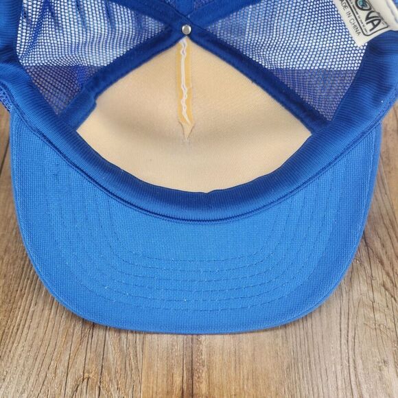 VTG 1989 Cody Fire School Snapback Trucker Hat Cap Blue White Rope Mesh Wyoming - Picture 8 of 11